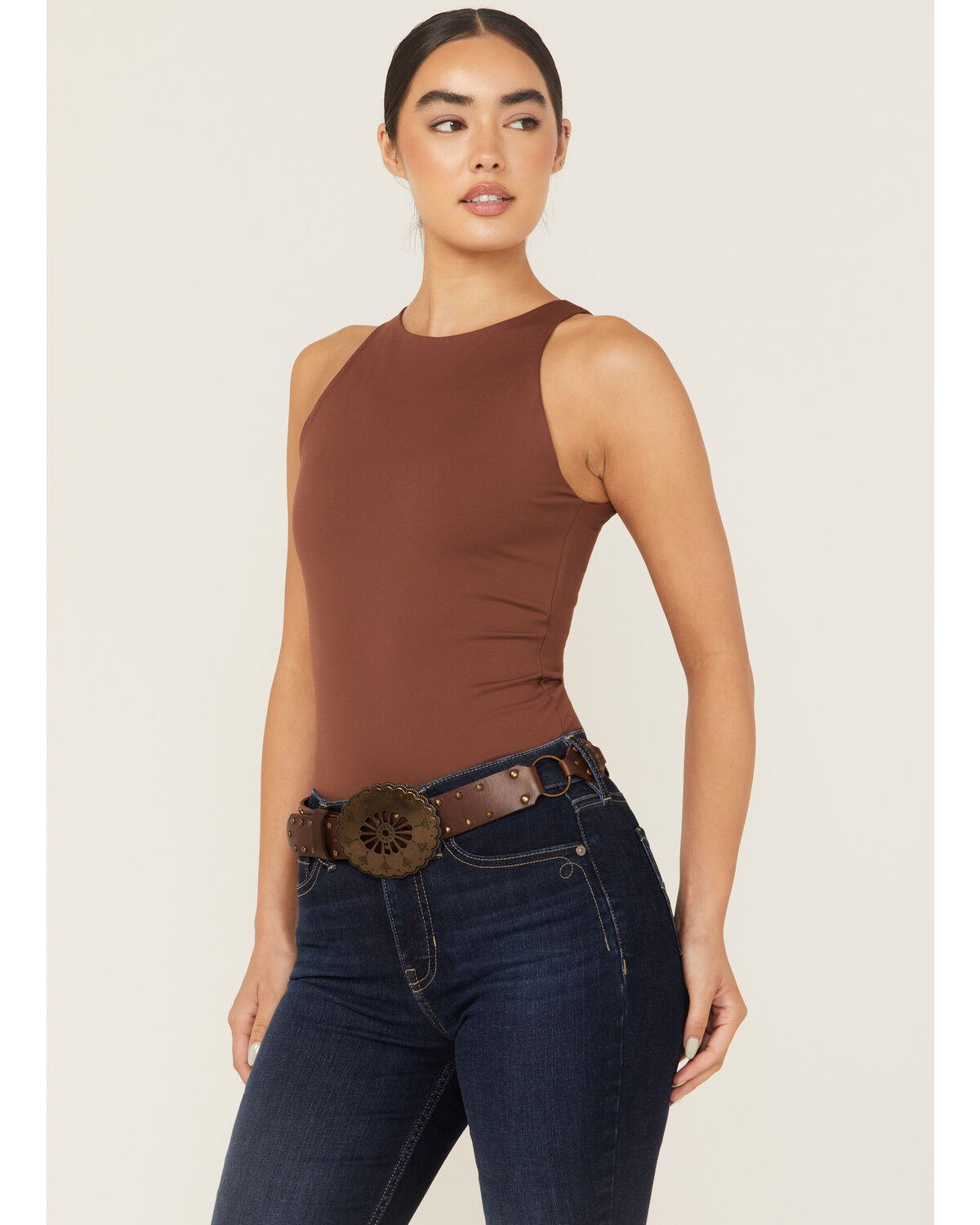 Shyanne Women's Leather Concho Belt with Rings