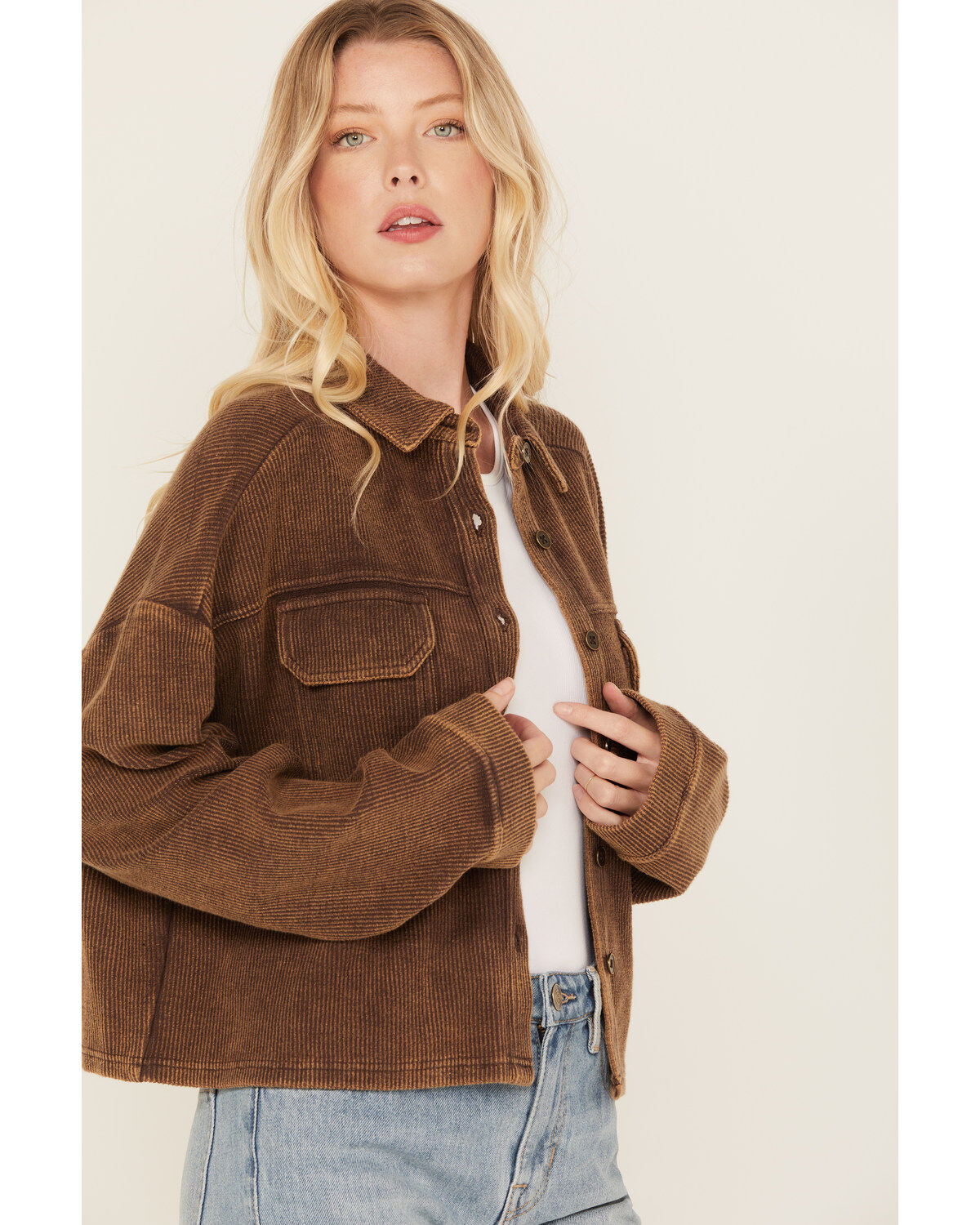 Rock & Roll Denim Women's Corduroy Button-Down Long Sleeve Shirt