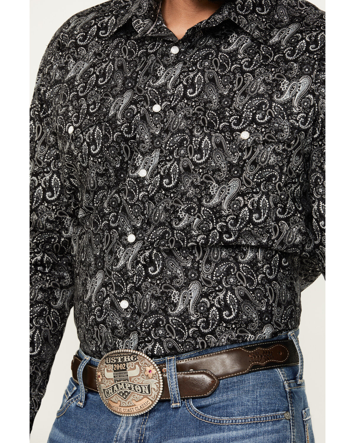 Rough Stock by Panhandle Men's Paisley Print Long Sleeve Snap Stretch Western Shirt