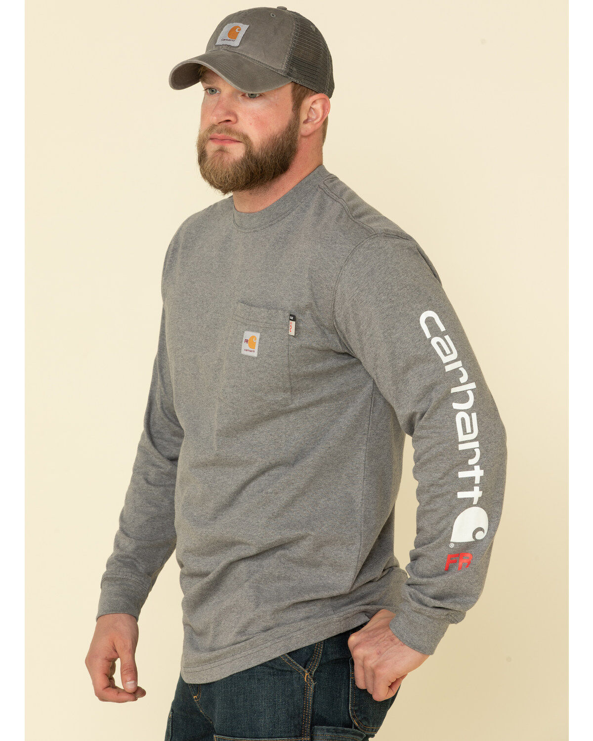Carhartt Men's M-FR Midweight Signature Logo Long Sleeve Work Shirt - Big