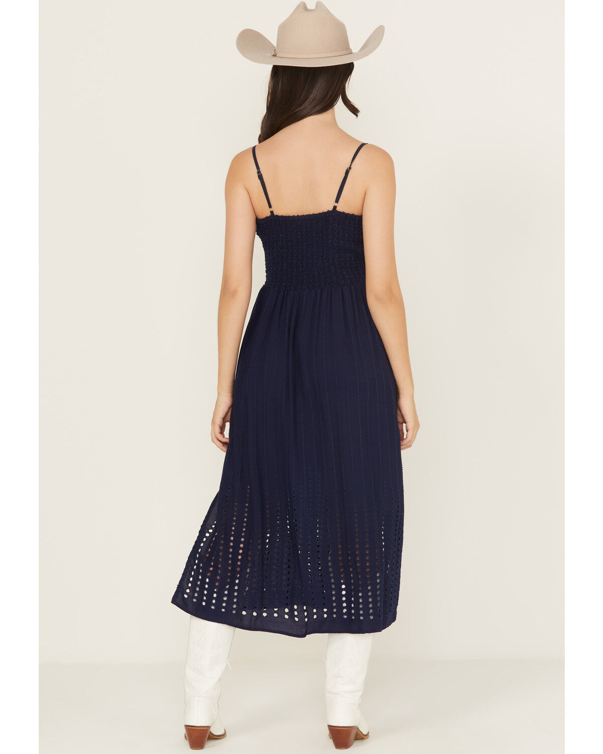 Angie Women's Embroidered Knot Front Midi Dress