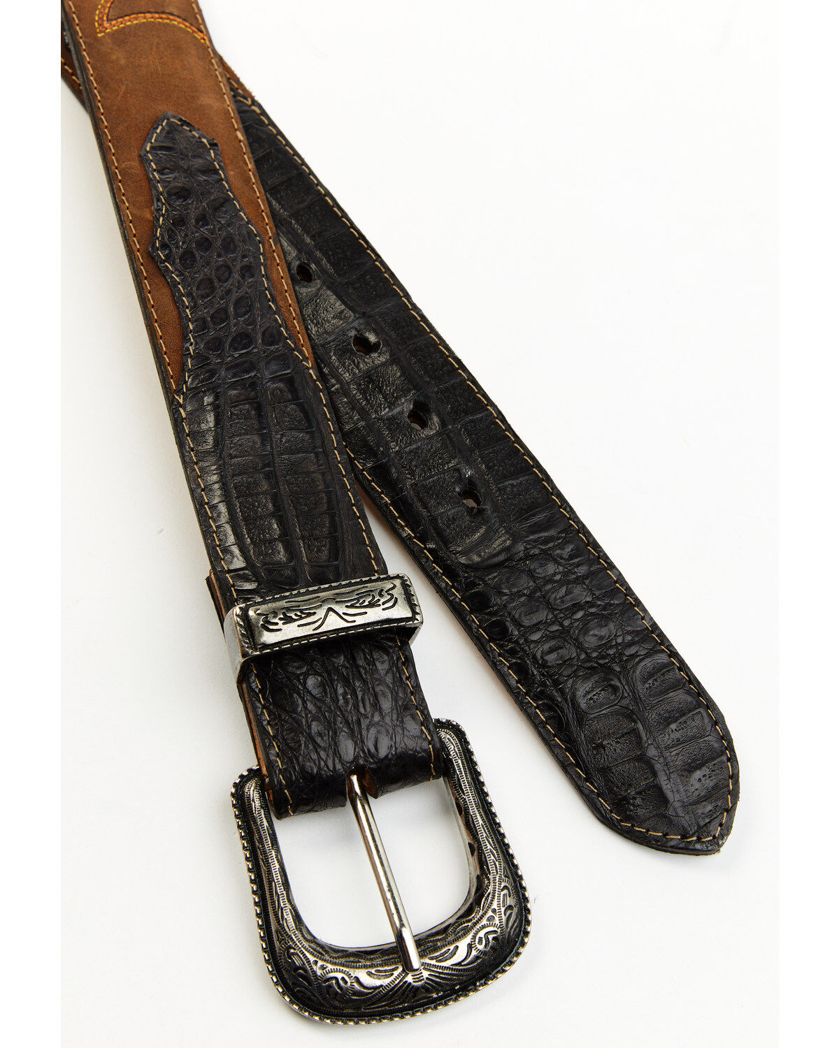 Cody James Men's Vince Two Tone Embroidered Caiman Western Belt