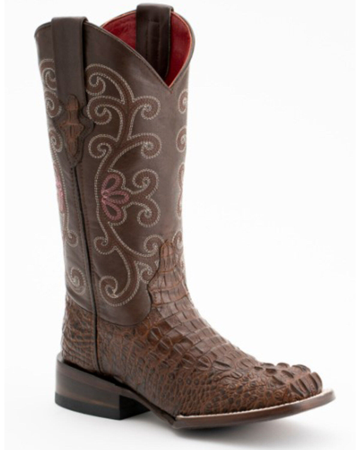 Ferrini Women's Rusty Caiman Print Western Boots - Broad Square Toe