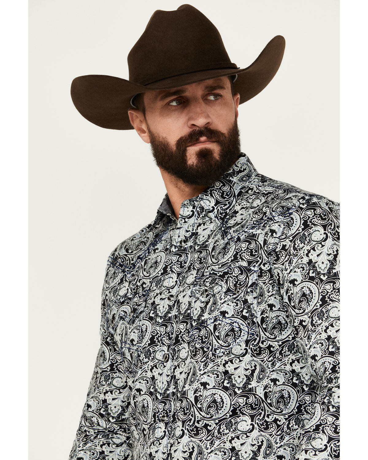 Cody James Men's Showdown Paisley Print Long Sleeve Snap Western Shirt