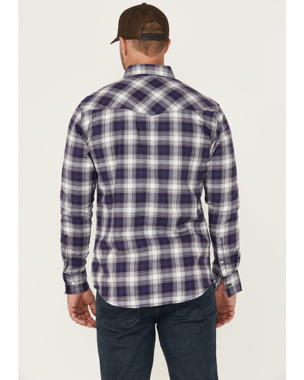 Wrangler Men's FR Plaid Print Long Sleeve Button-Down Work Shirt