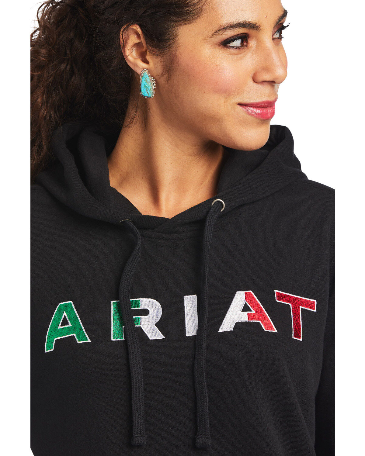 Ariat Women's Black R.E.A.L Mexico Embroidered Logo Pullover Hoodie - Plus