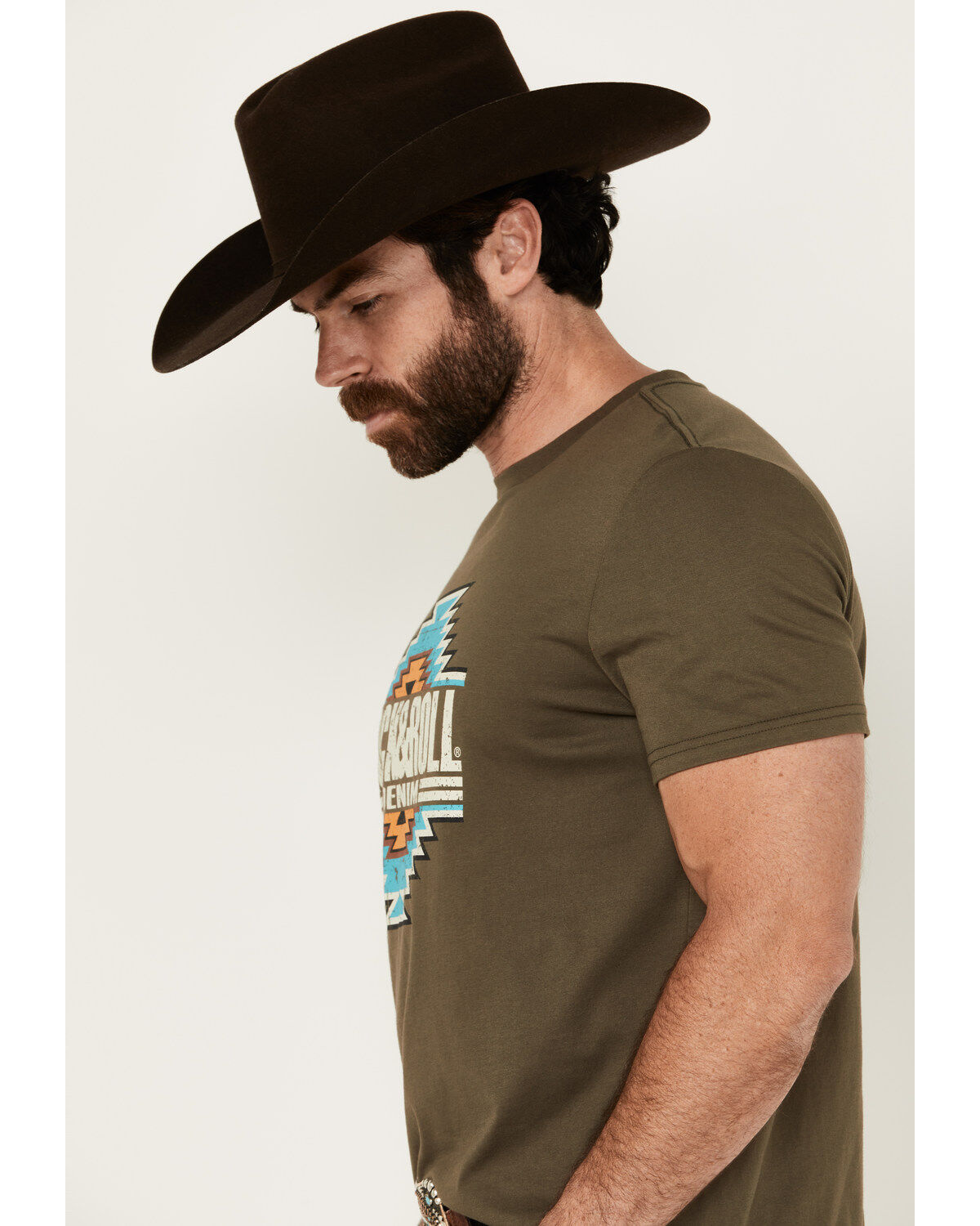 Rock & Roll Denim Men's Southwestern Print Logo Short Sleeve Graphic T-Shirt