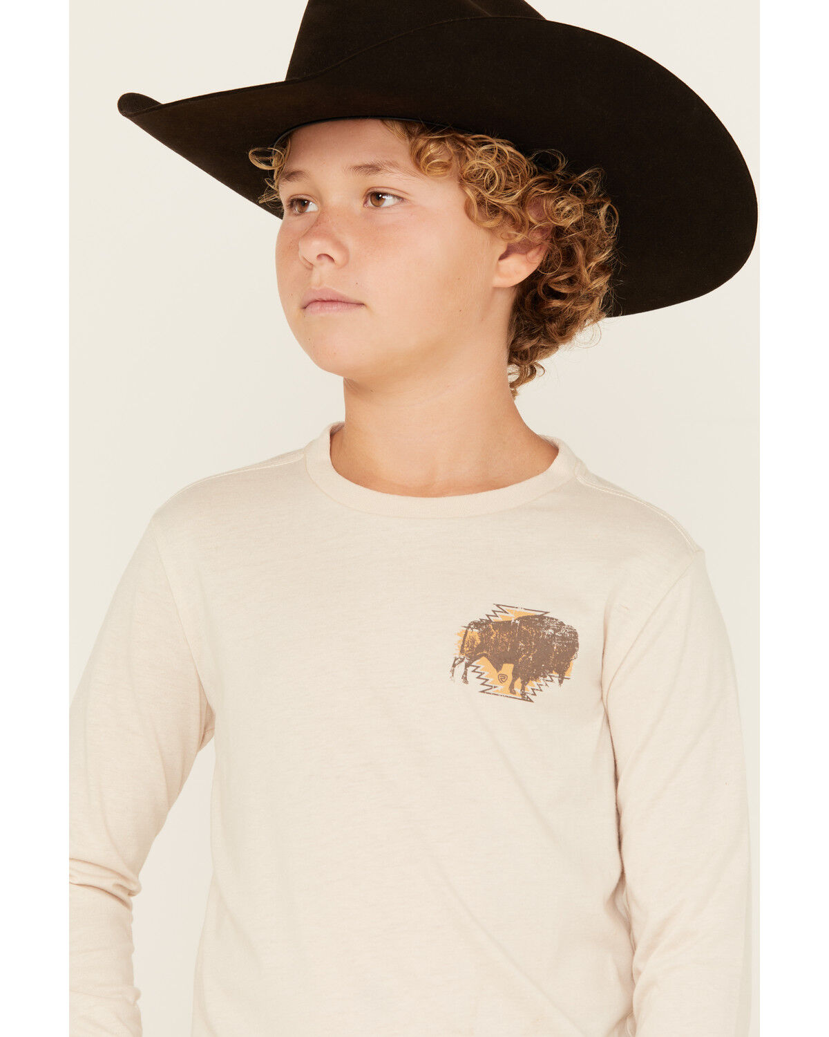 Rock & Roll Denim Boys' Buffalo Print Long Sleeve Graphic T-Shirt