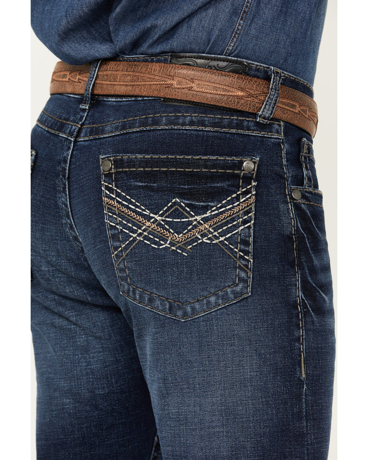 Rock 47 by Wrangler Men's Cowboy Kiss Dark Wash Slim Straight Stretch Denim Jeans