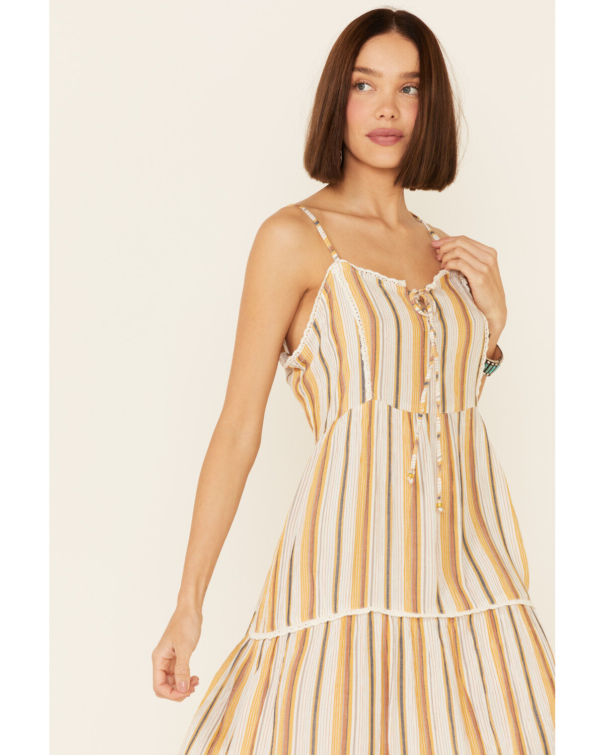 Angie Women's Stripe Tiered Maxi Dress