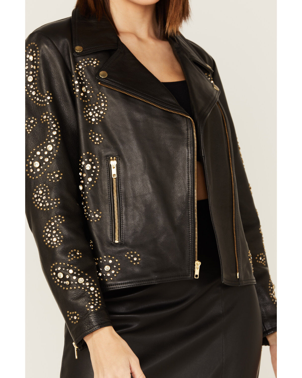 Boot Barn X Understated Leather Rhinestone Leather Moto Jacket