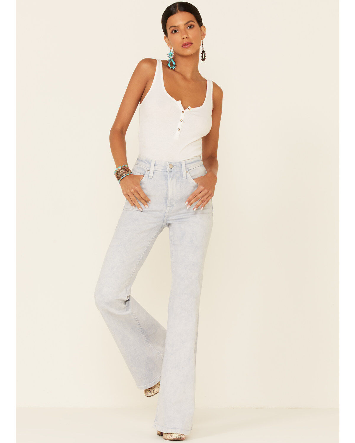 Lee Women's Acid Wash High Rise Flare Jeans