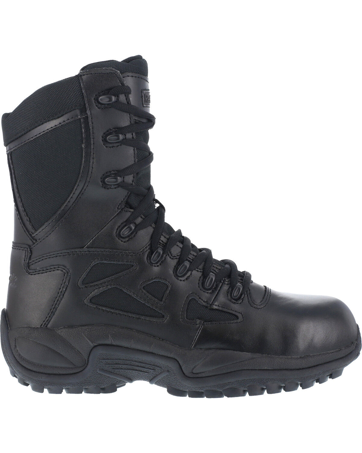 Reebok Men's Stealth 8" Lace-Up Black Side-Zip Work Boots - Soft Toe