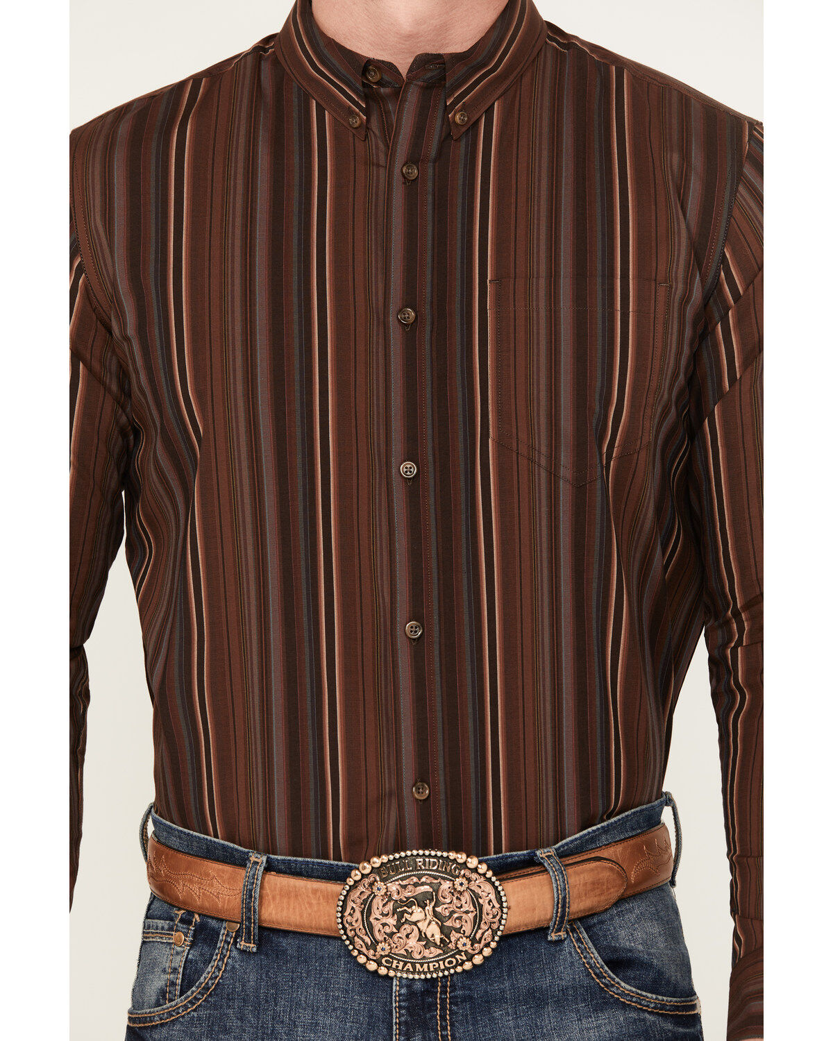 Cody James Men's Preston Striped Print Long Sleeve Button-Down Western Shirt