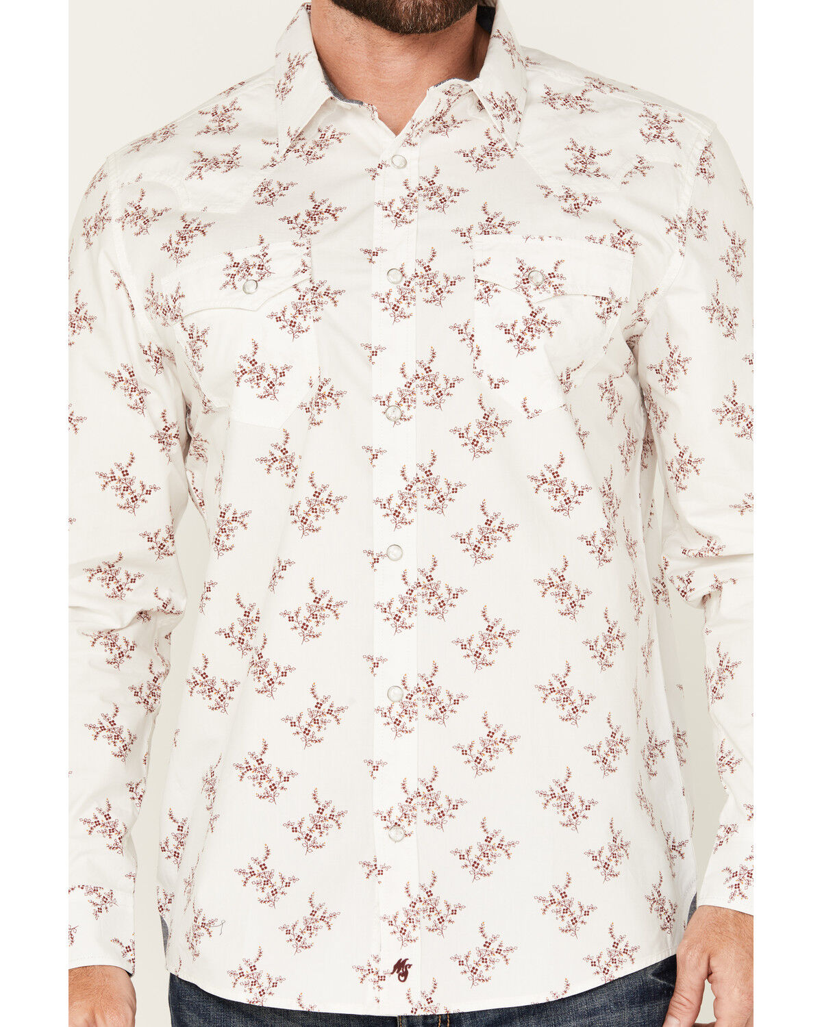 Moonshine Spirit Men's In the Light Floral Print Long Sleeve Snap Western Shirt