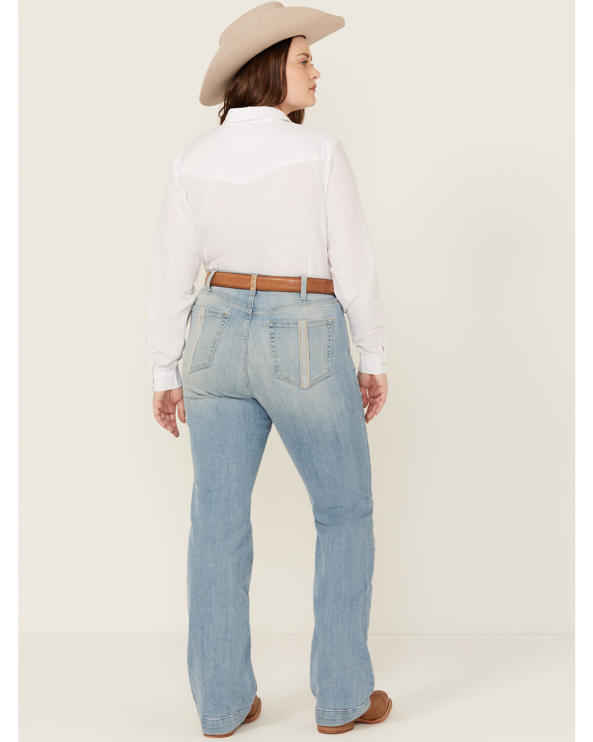 Ariat Women's Nia Light Wash Perfect Rise Slim Trouser Stretch Denim Jeans - Plus