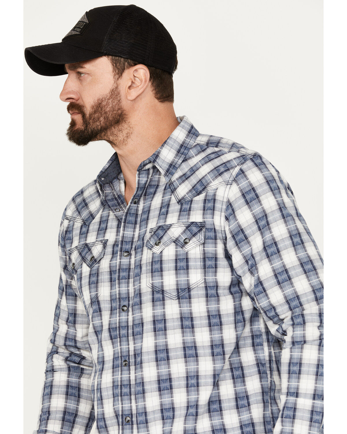 Moonshine Spirit Men's Rattler Plaid Print Long Sleeve Western Snap Shirt