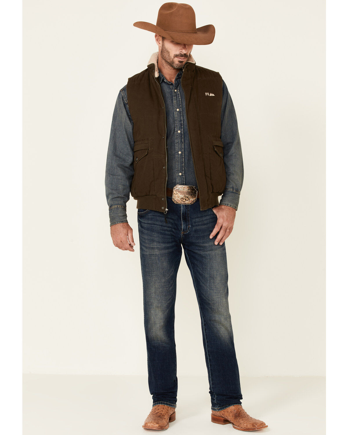 Powder River Outfitters Men's Concealed Carry Olive Brushed Canvas Storm Flap Vest