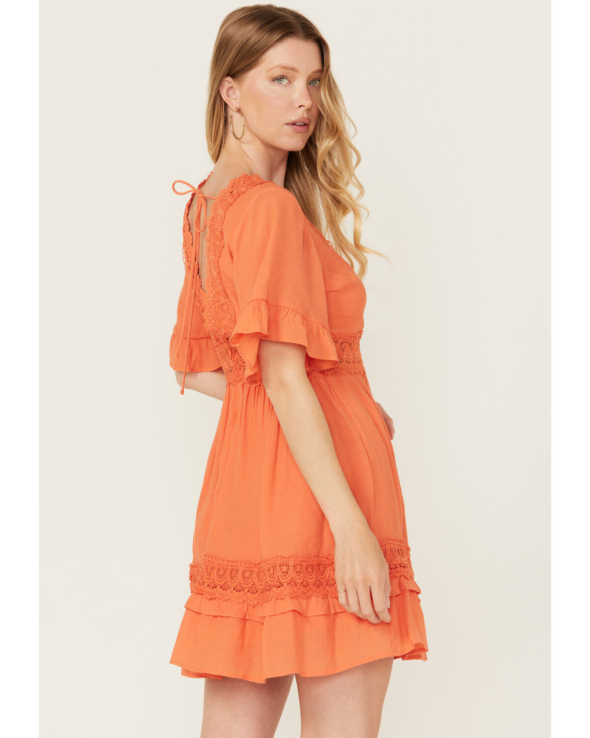 Wishlist Women's Solid Lace Trim Mini Dress