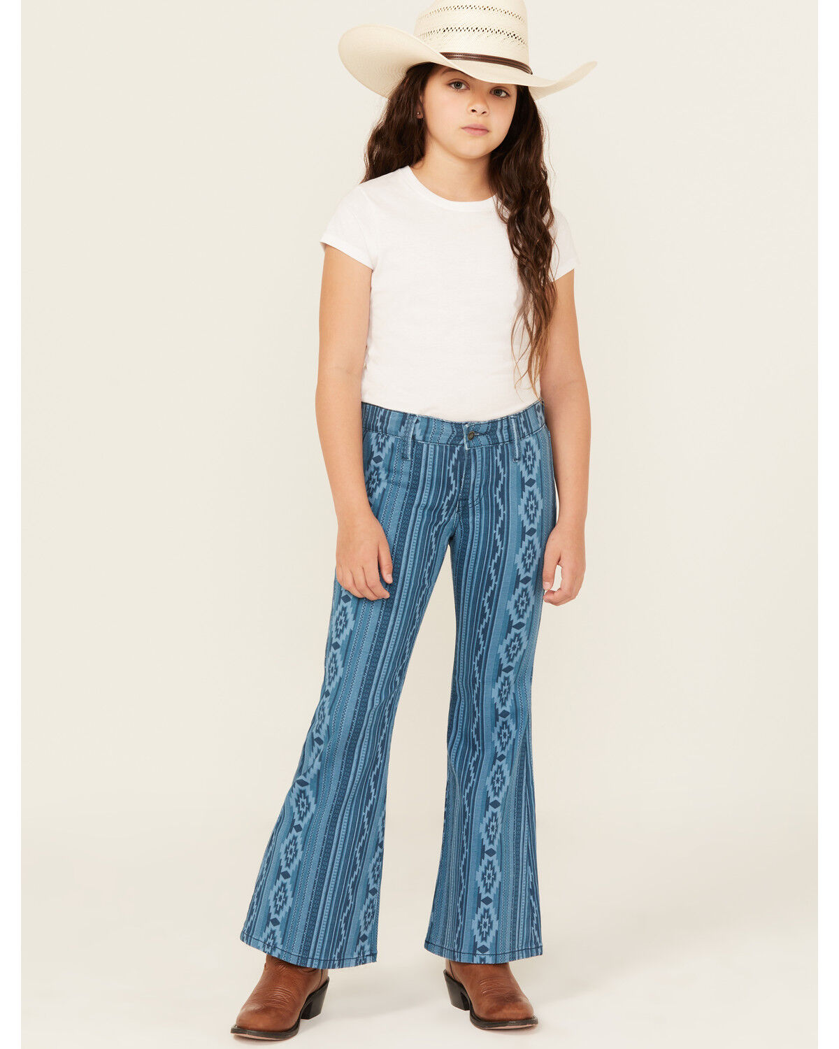 Rock & Roll Denim Girls' Southwestern Striped Flare Stretch Denim Jeans