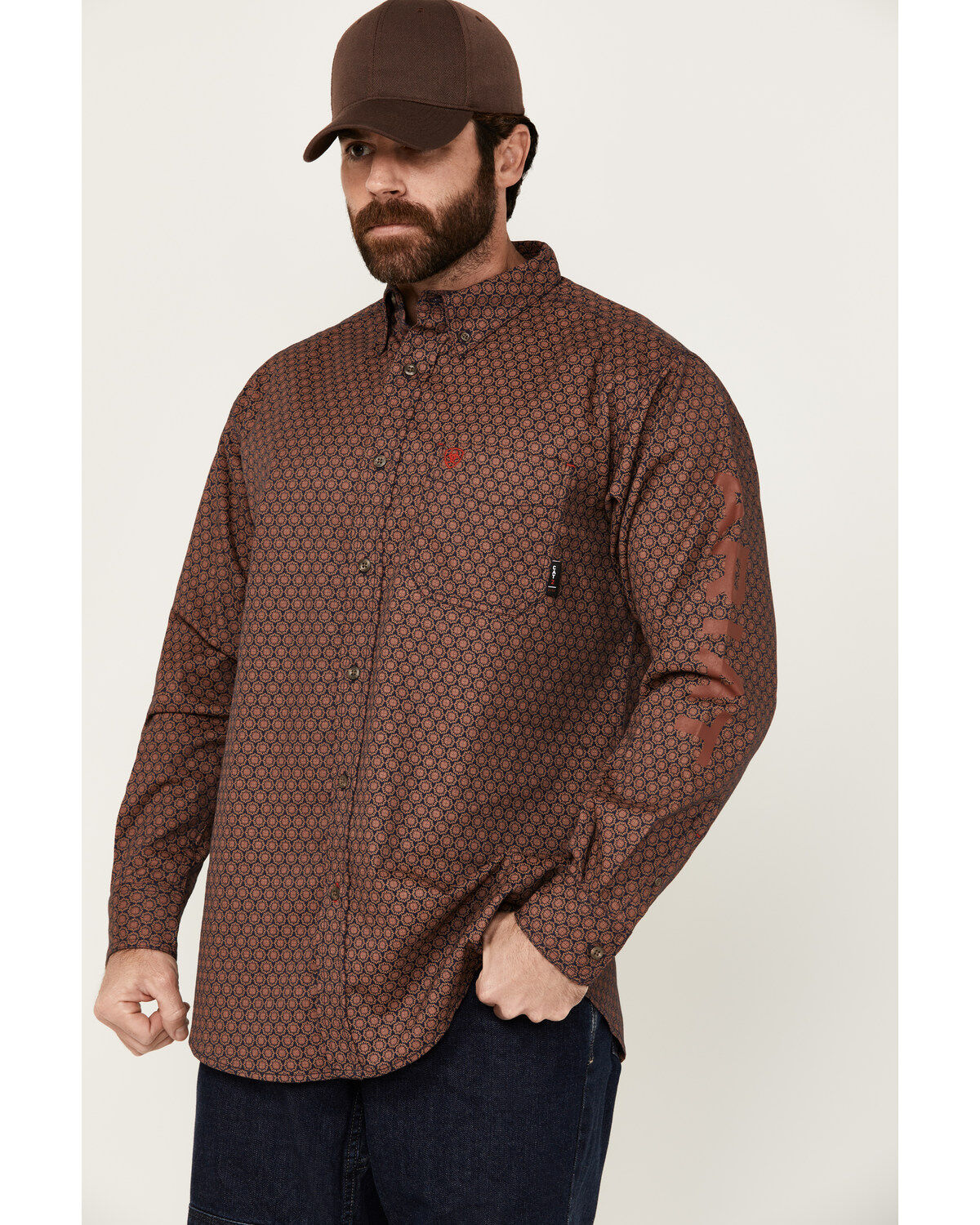 Ariat Men's FR Adirondack Geo Print Long Sleeve Button-Down Western Work Shirt