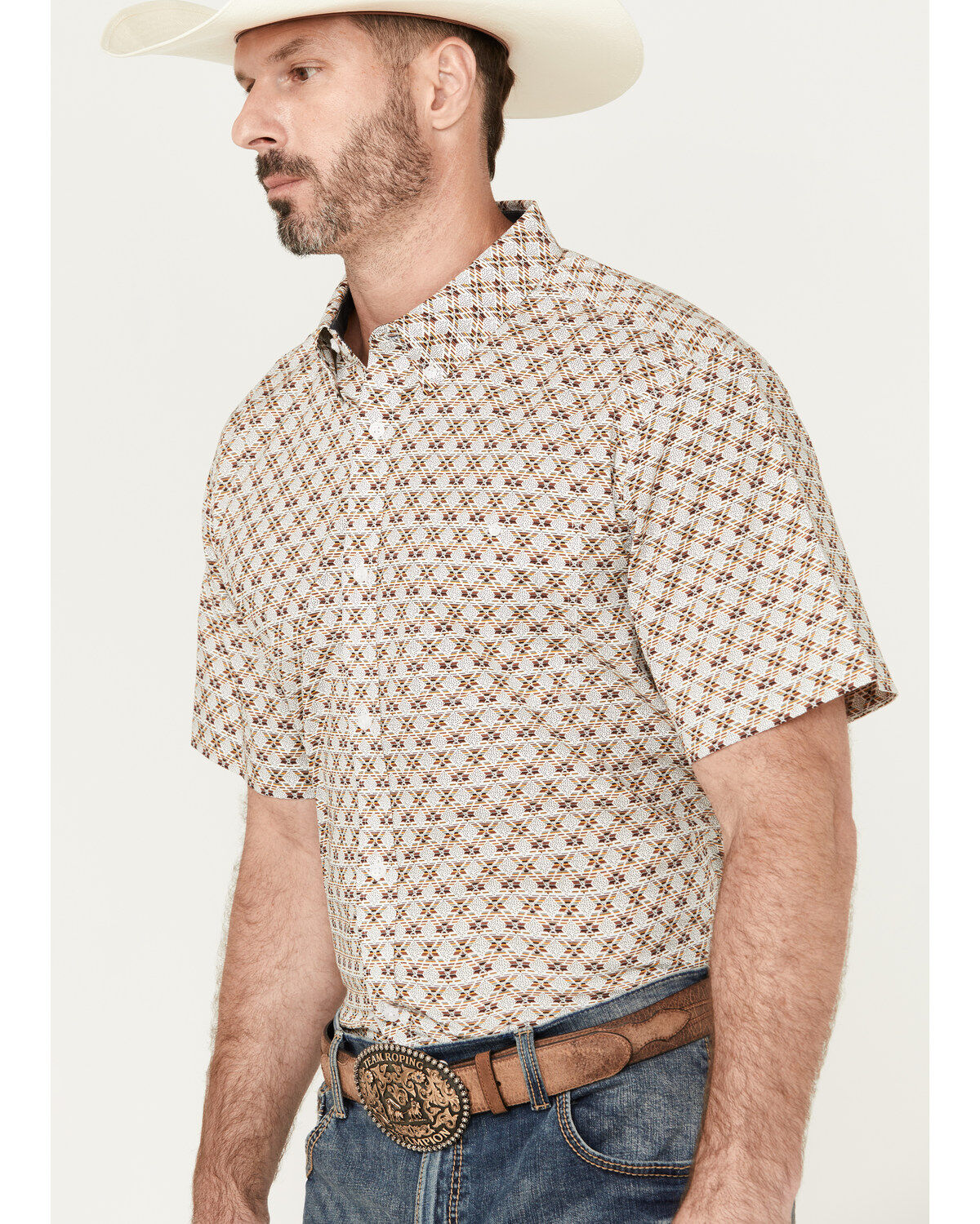 RANK 45® Men's Buckaloo Print Short Sleeve Button-Down Stretch Western Shirt