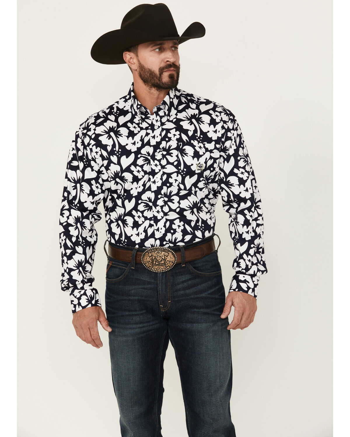 Cinch Men's Floral Print Long Sleeve Button-Down Western Shirt