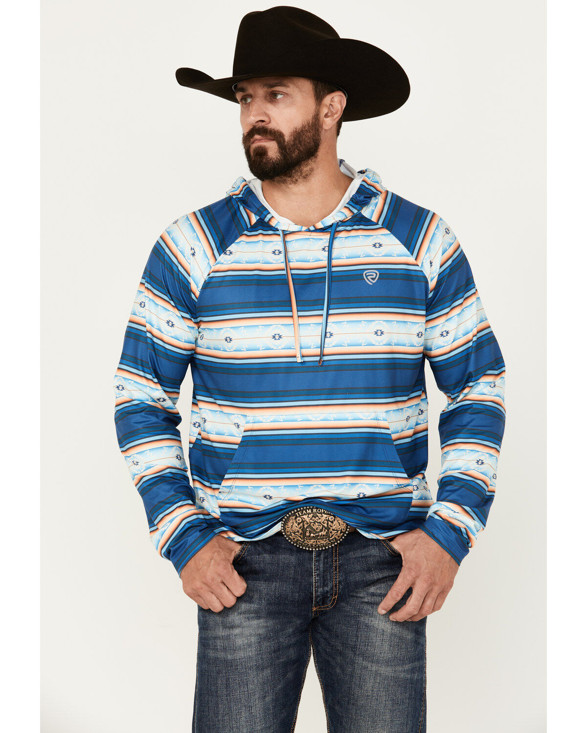 Rock & Roll Denim Men's Serape Striped Performance Hooded Sweatshirt