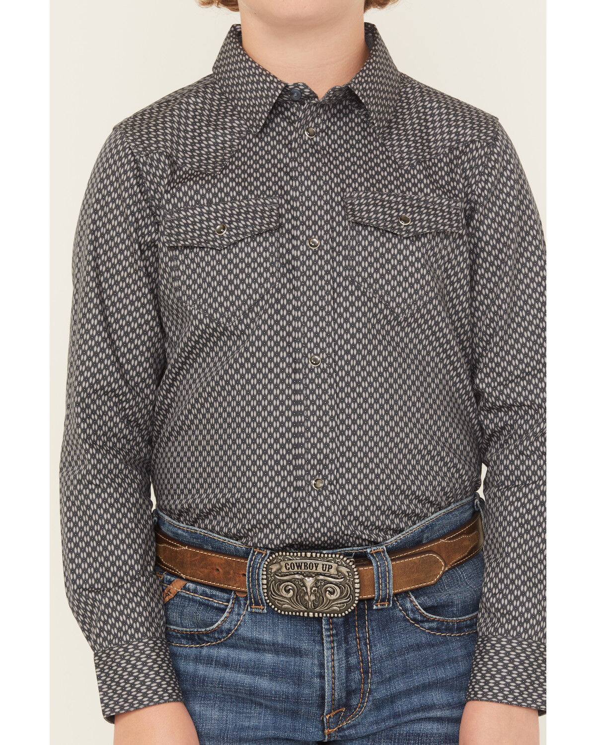 Cody James Boys' San Juan Geo Print Long Sleeve Snap Western Shirt