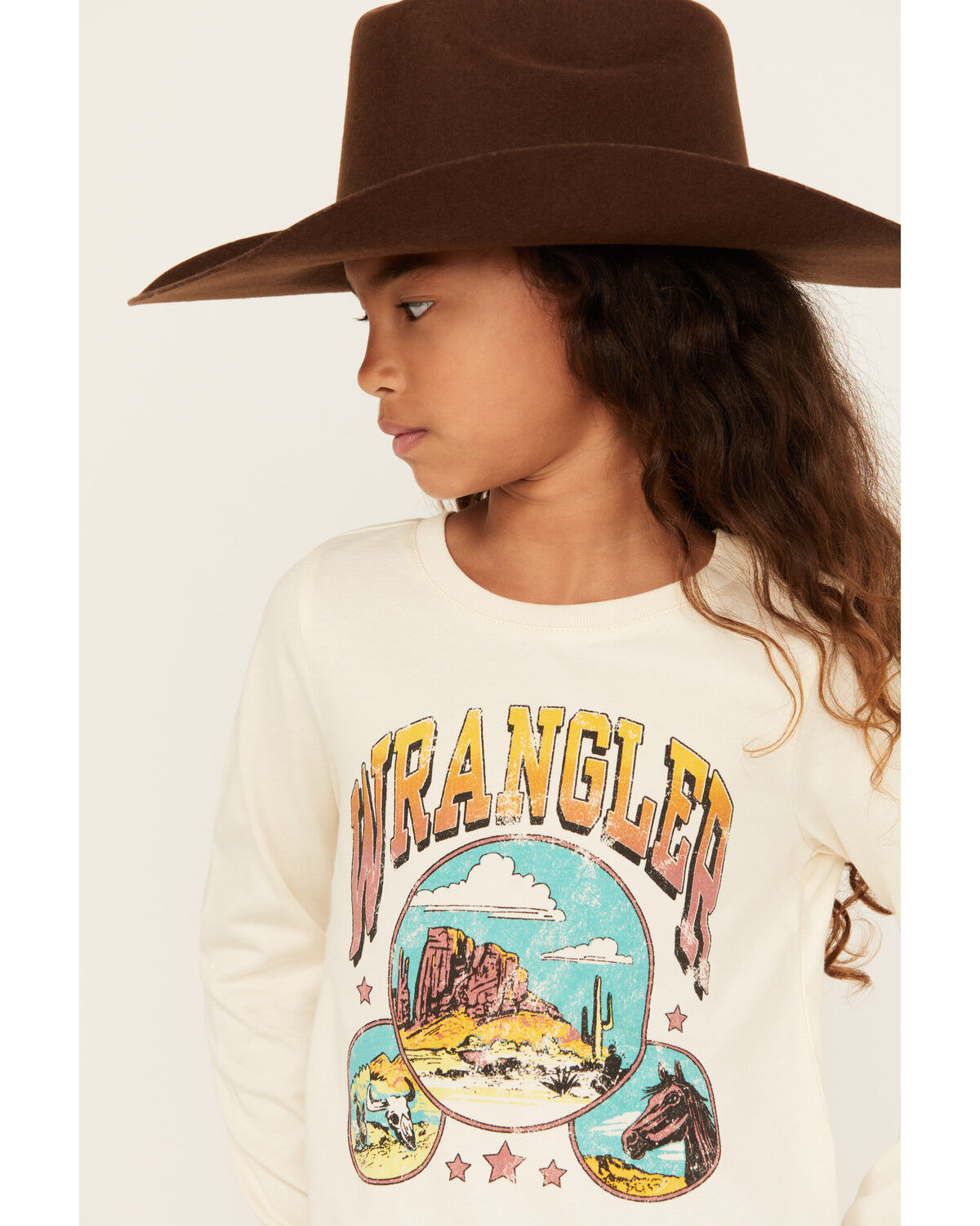 Wrangler Girls' Desert Logo Long Sleeve Graphic Shirt