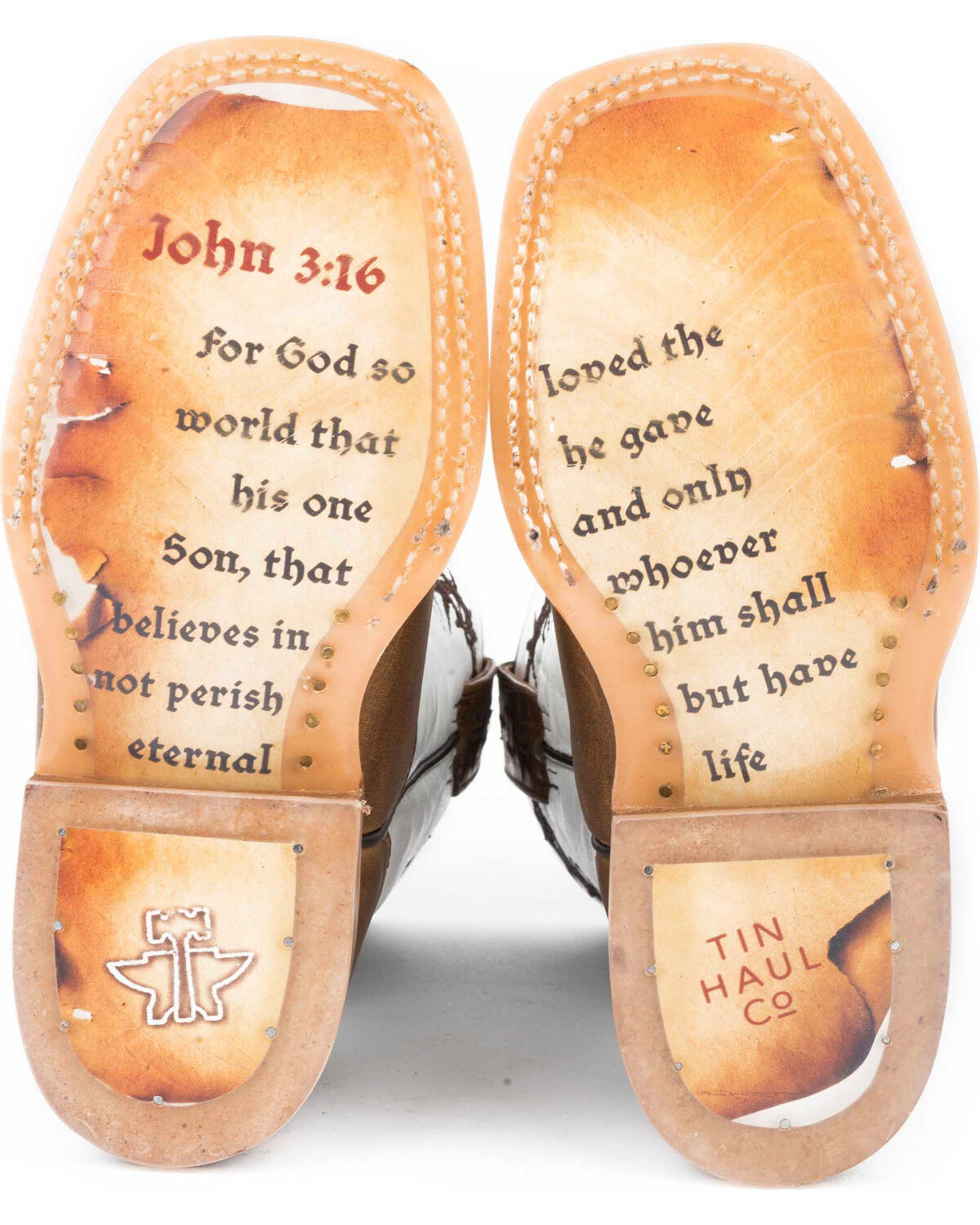 Tin Haul Boys' Tan Crosses Western Boots - Square Toe