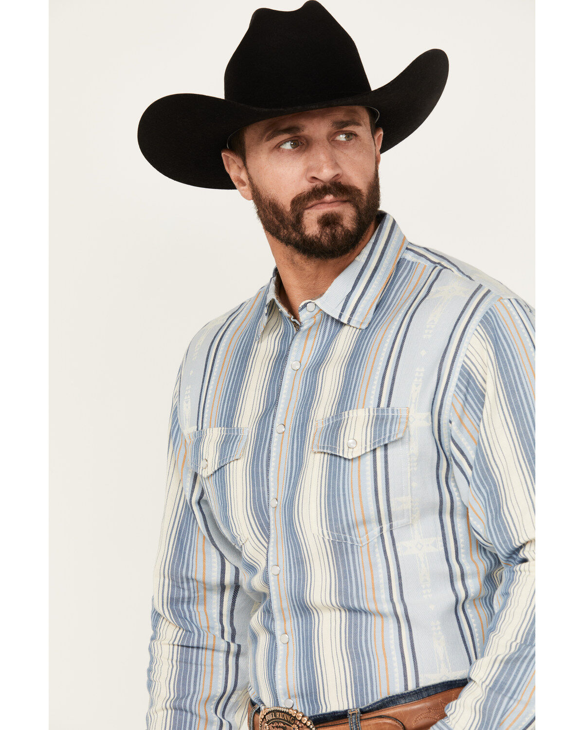 Scully Men's Serape Striped Long Sleeve Pearl Snap Western Shirt