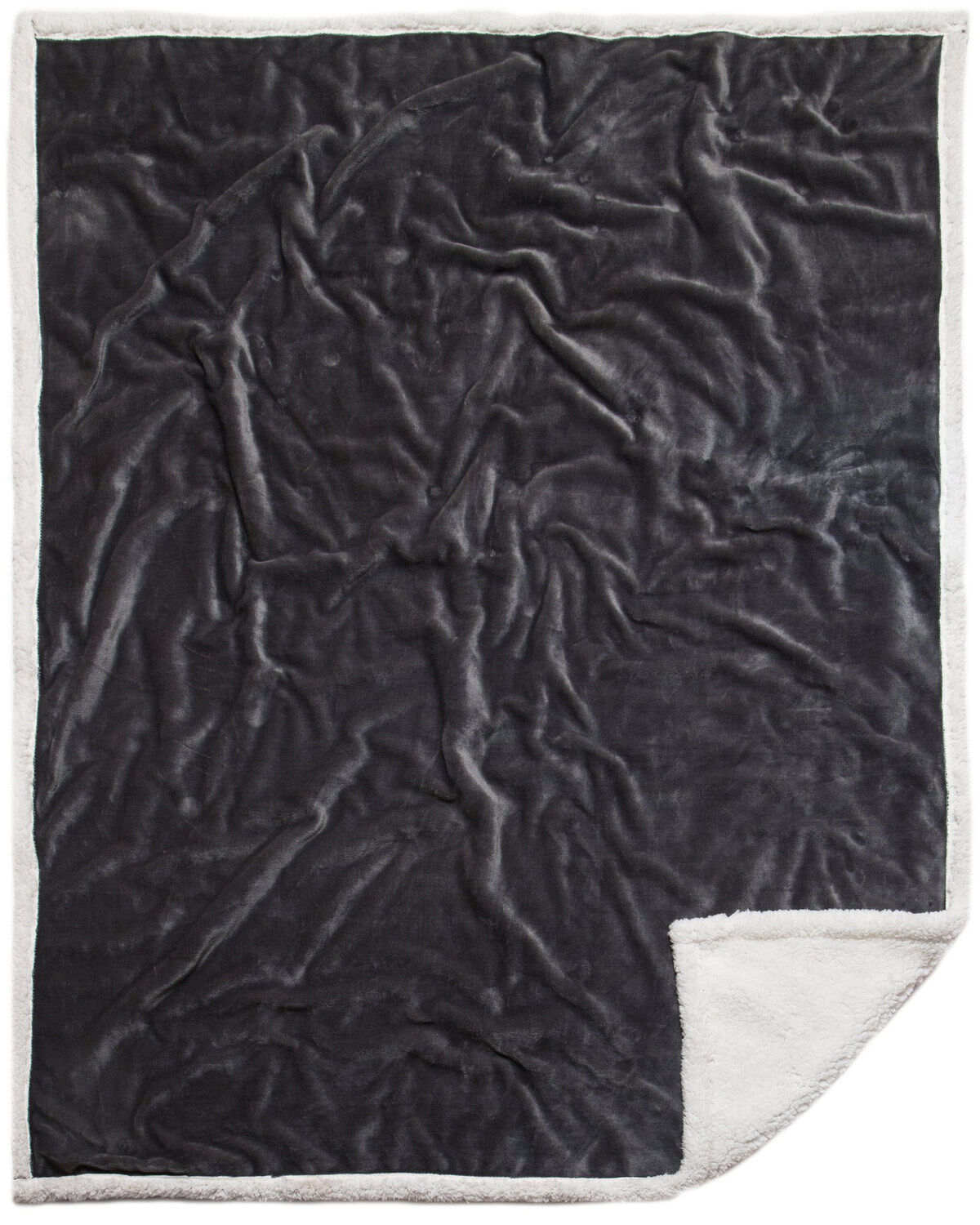Carstens Home Solid Grey Large Extra Plush Sherpa Fleece Throw Blanket