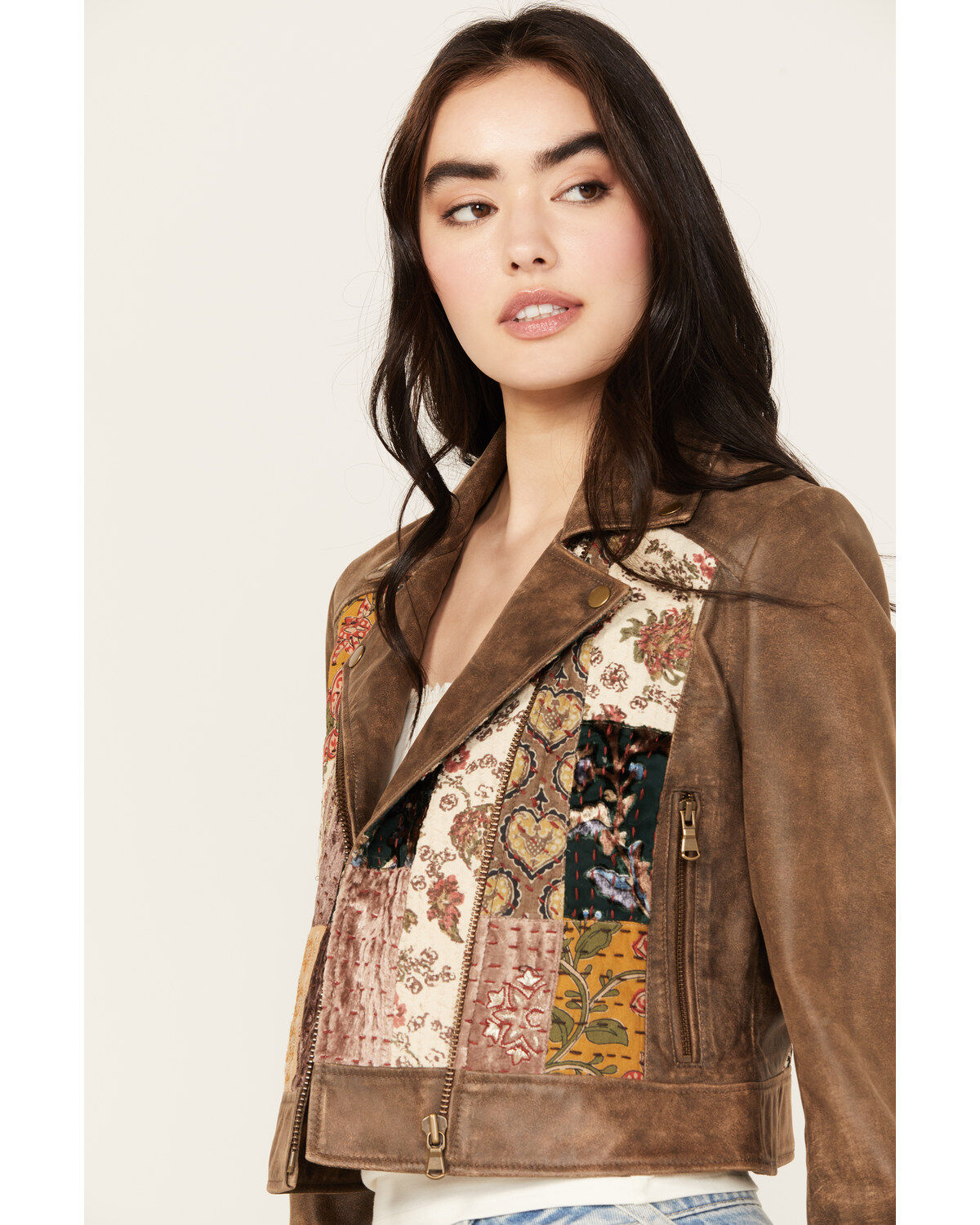 Cleo + Wolf Women's Patchwork Leather Moto Jacket