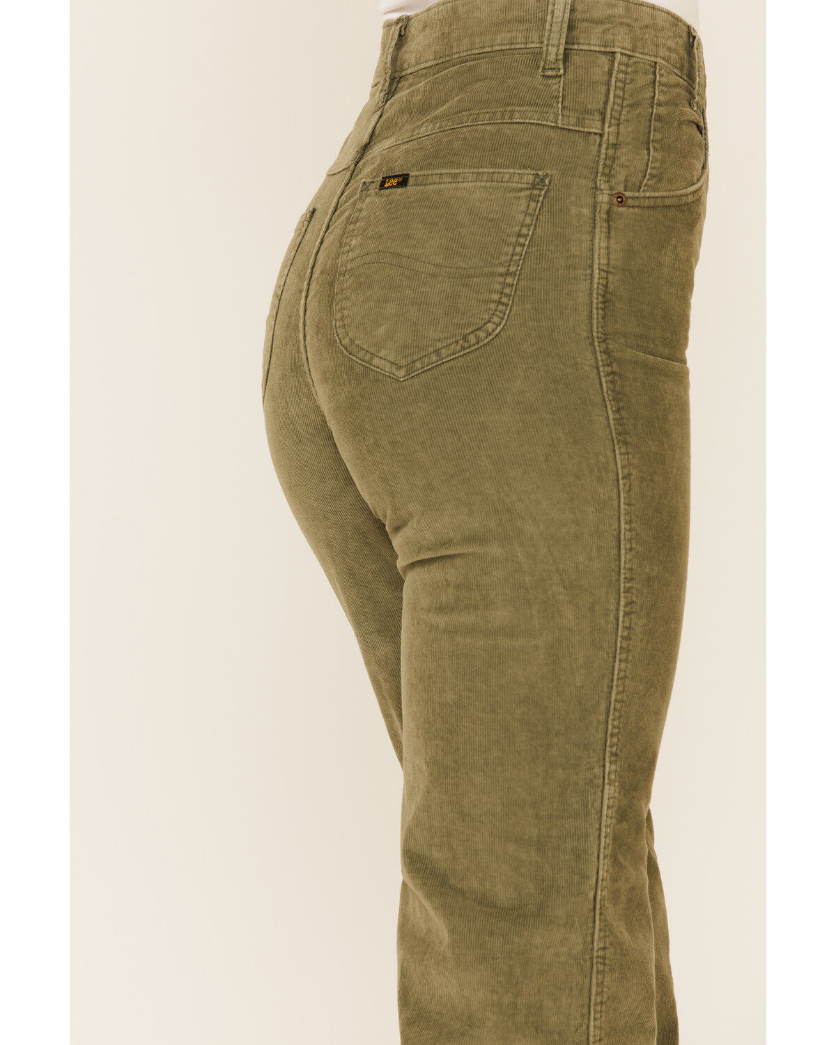 Lee Women's Olive Corduroy High Rise Flare Jeans
