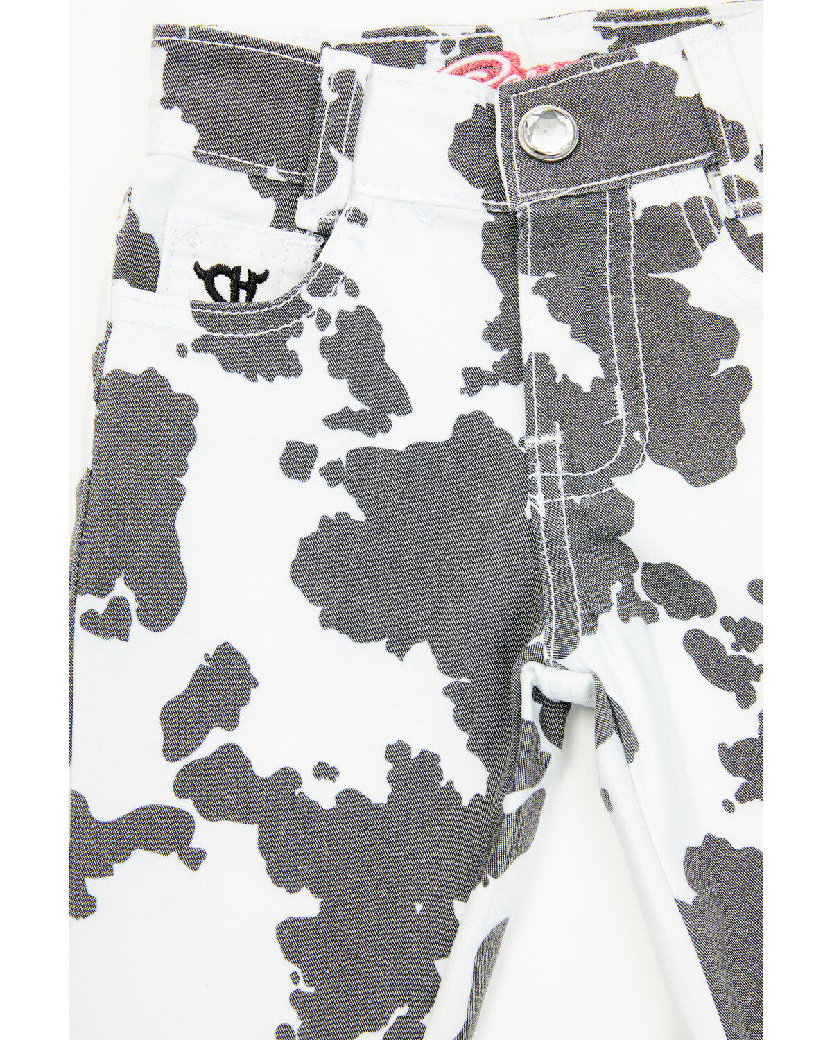 Cowgirl Hardware Toddler Girls' Cow Print Double Ruffle Stretch Denim Jeans