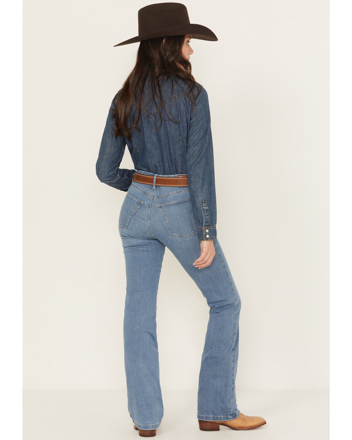 Wrangler Women's Palmer Medium Wash High Rise Bespoke Bootcut Stretch Denim Jeans