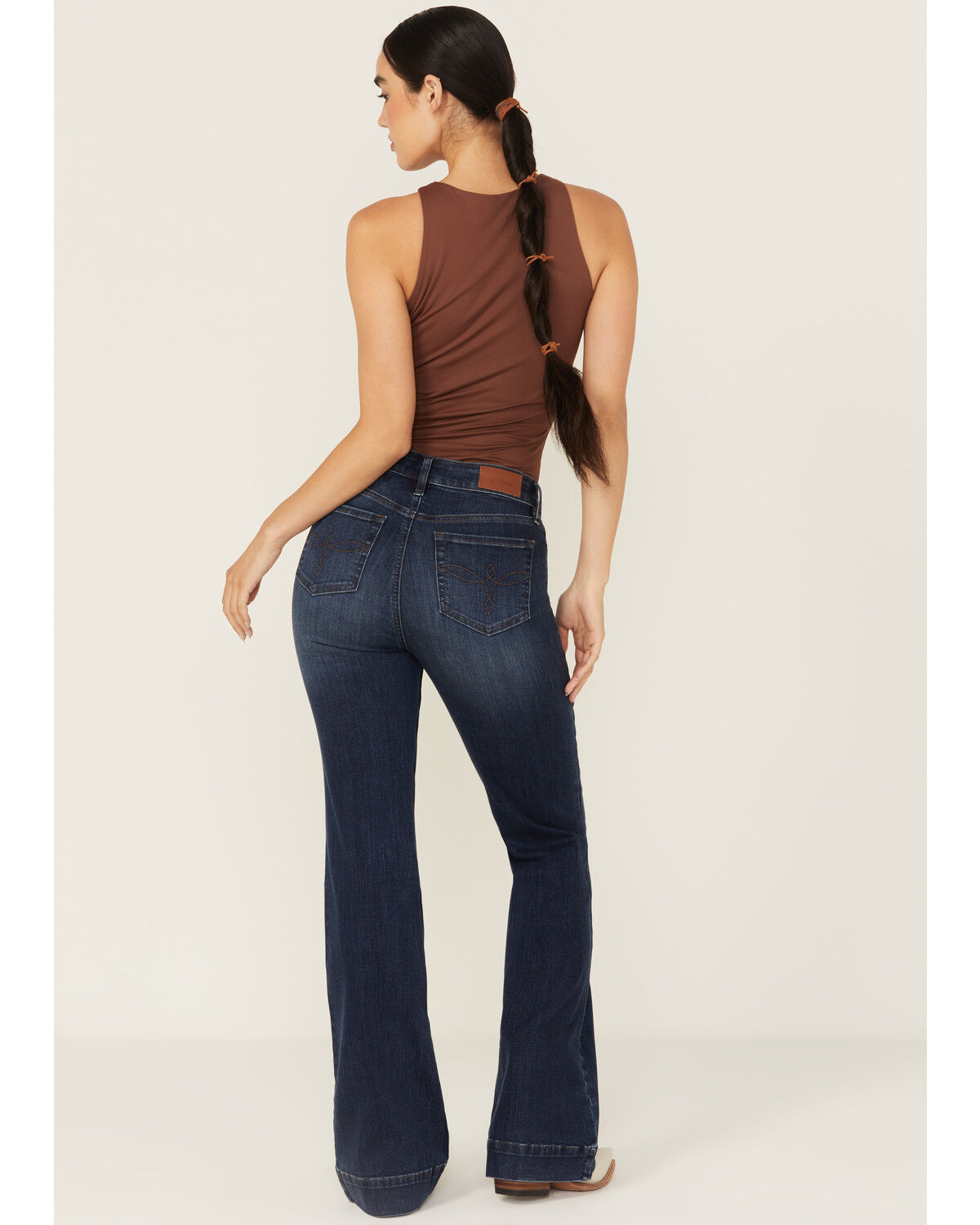 Shyanne Women's Joni Medium Wash High Rise Trouser Stretch Denim Jeans