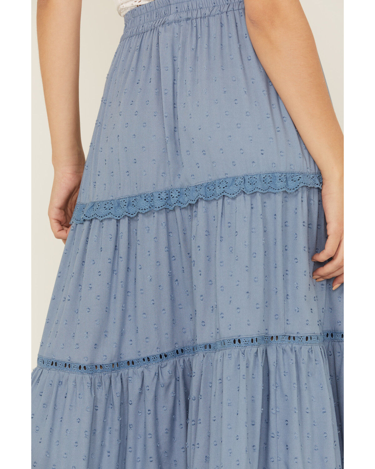 Angie Women's Crochet Trim Tiered Skirt