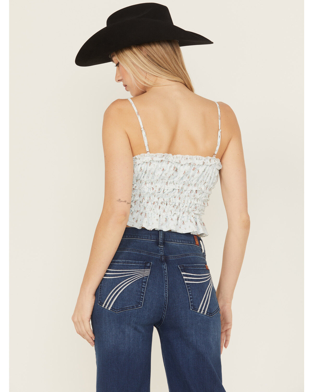 Miss Me Women's Floral Print Sleeveless Cropped Tank Top