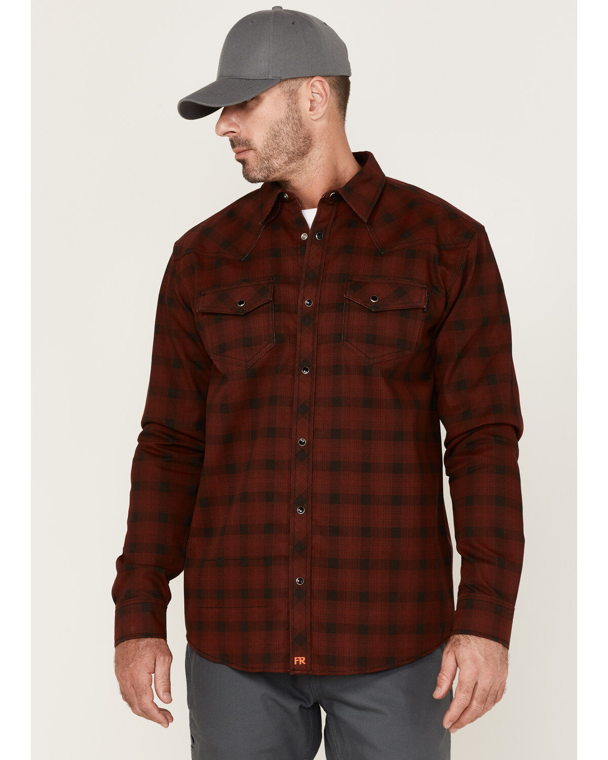 Cody James Men's FR Plaid Print Long Sleeve Snap Work Shirt - Big