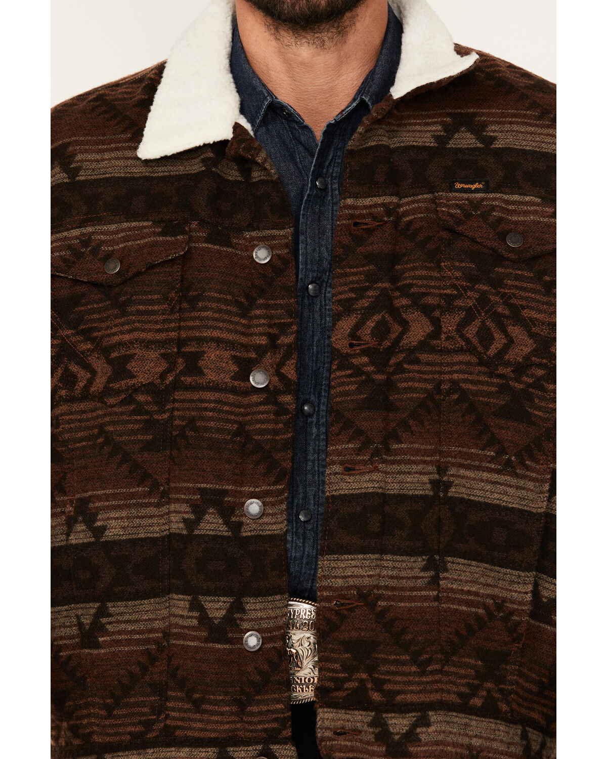 Wrangler Men's Southwestern Print Sherpa Lined Jacket