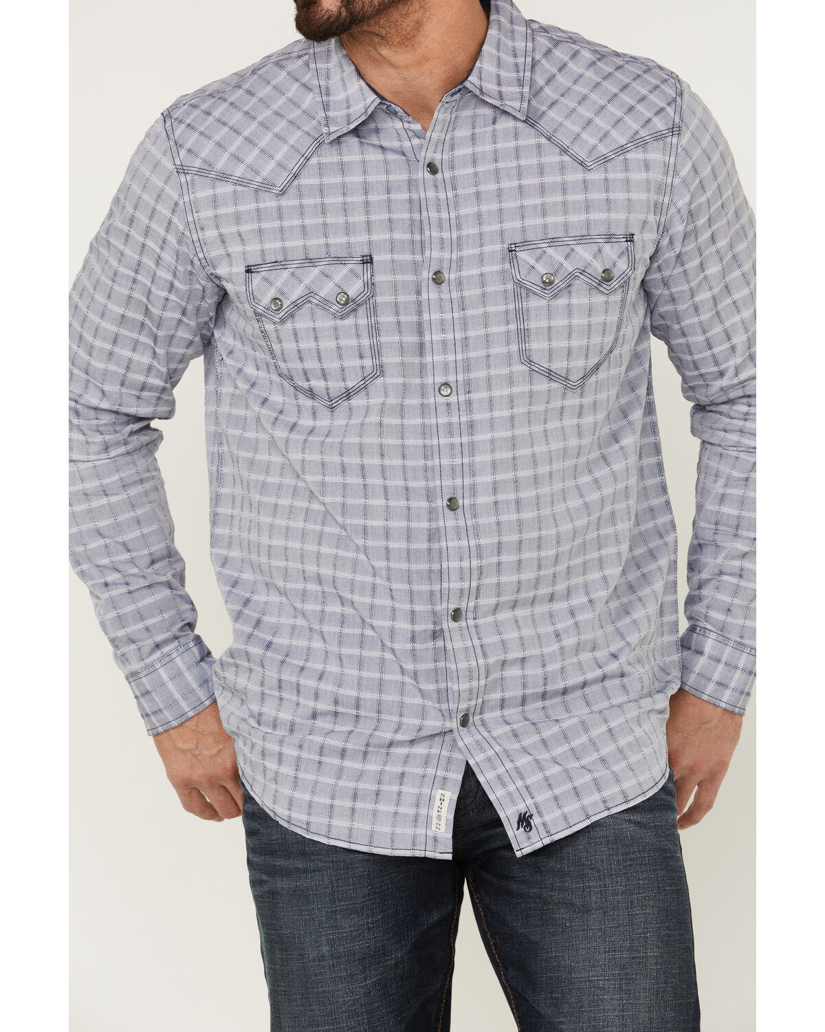 Moonshine Spirit Men's Jail Break Plaid Long Sleeve Snap Western Shirt