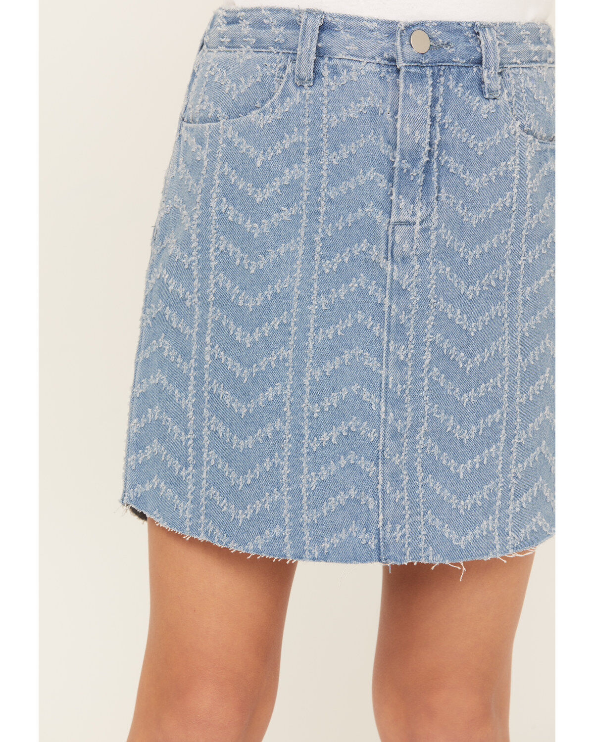Hayden Girls' Herringbone Textured Denim Skirt