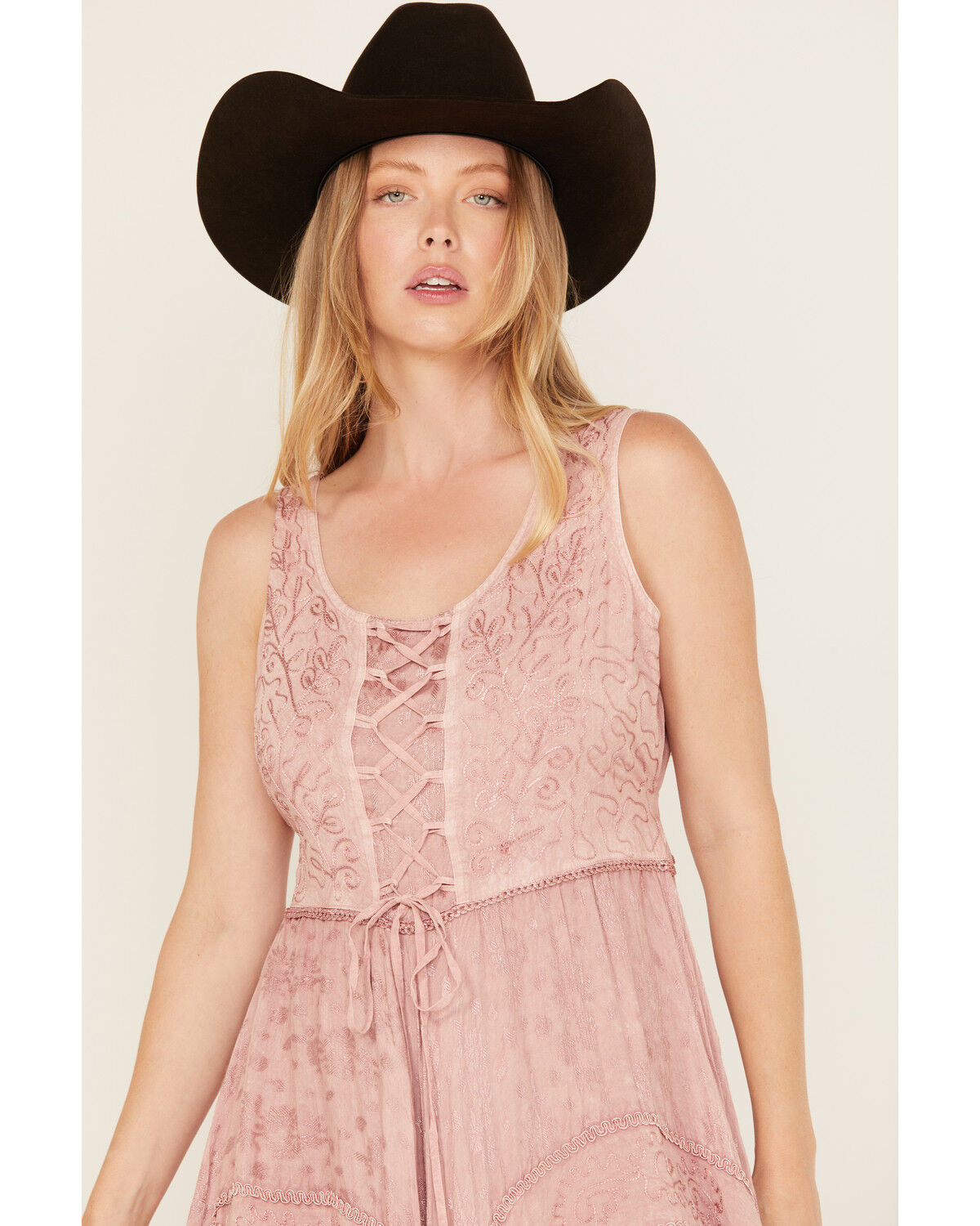 Scully Women's Lace-Up Jacquard Midi Dress