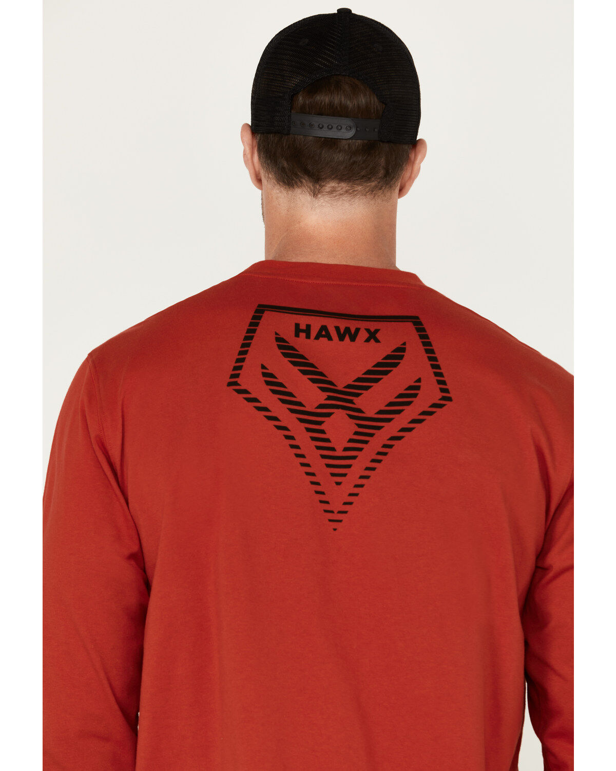 Hawx Men's Linear Logo Long Sleeve Graphic Work T-Shirt