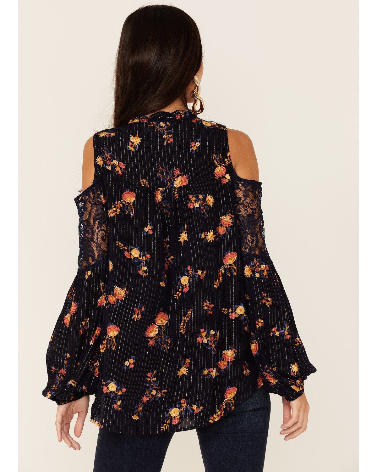 Miss Me Women's Cold Shoulder Long Sleeve Floral Top