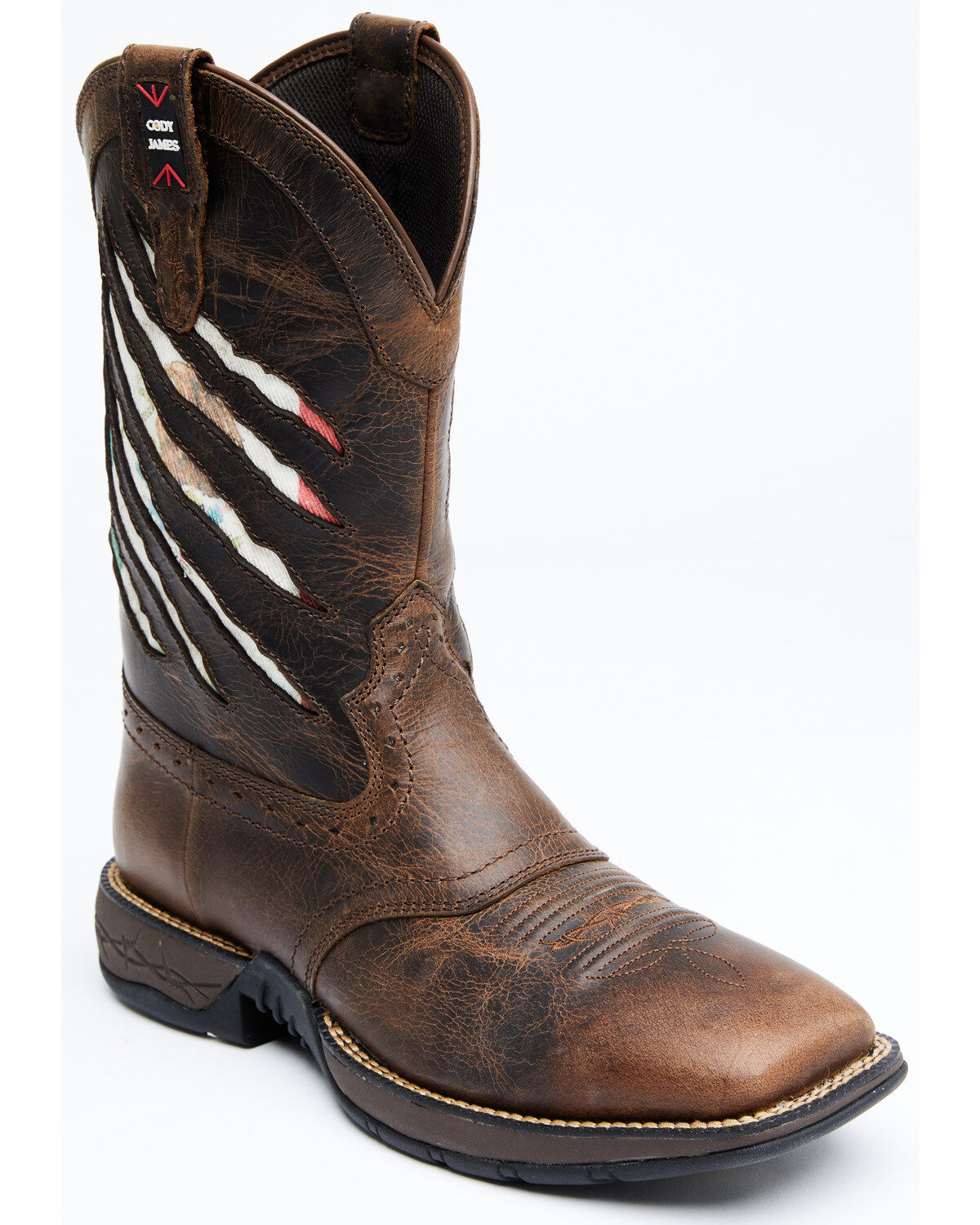 Cody James Men's Scratch Mexico Flag Lite Performance Western Boots - Broad Square Toe