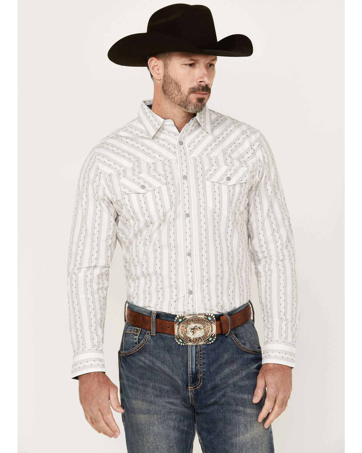 Moonshine Spirit Men's Backcountry Striped Long Sleeve Snap Western Shirt