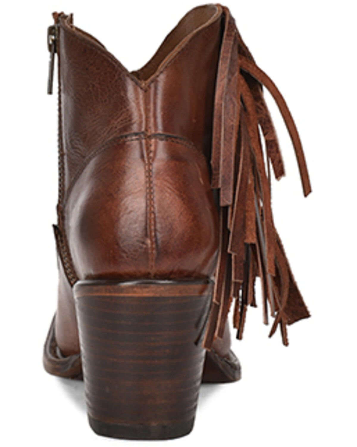 Corral Women's Denim Overlay Fringe Ankle Booties - Snip Toe